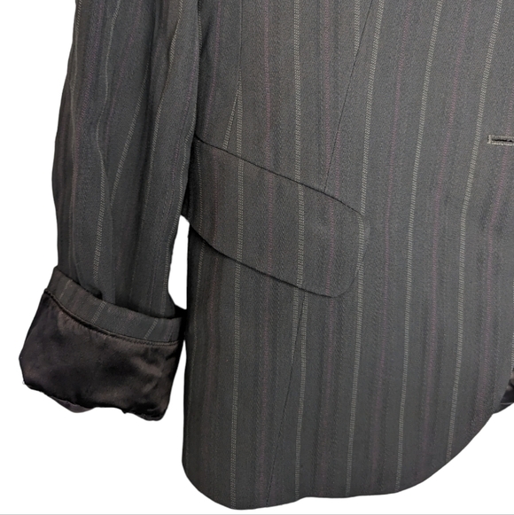 Cinzia Rocca Italian Wool Pinstripe Blazer Black Gray Women’s Size 12 - Picture 12 of 13